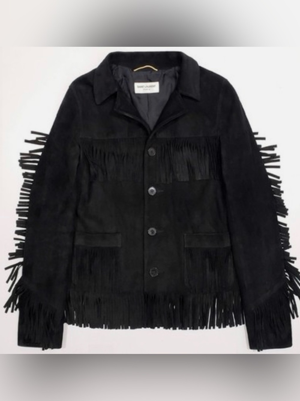 Saint Laurent Black Suede Fringe Jacket